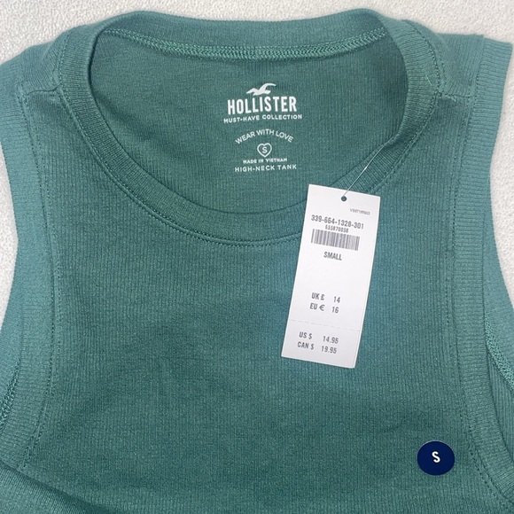 NWT /Hollister/ Ribbed High-Neck Tank /SIZE: Small /Dark Green - Picture 8 of 9
